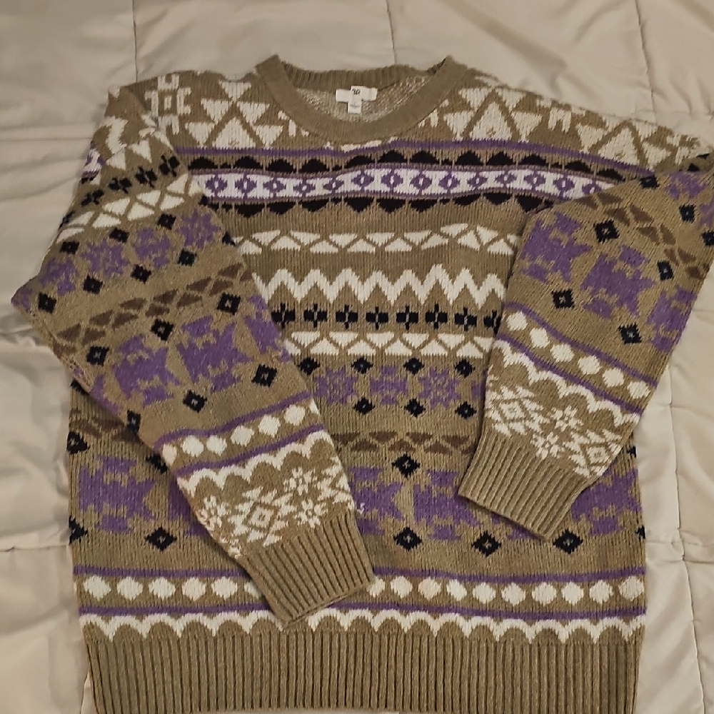 BP Size S Patterned Sweater - Brown‎ and Purple
